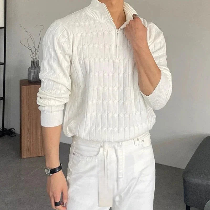 Zipped White Sweater