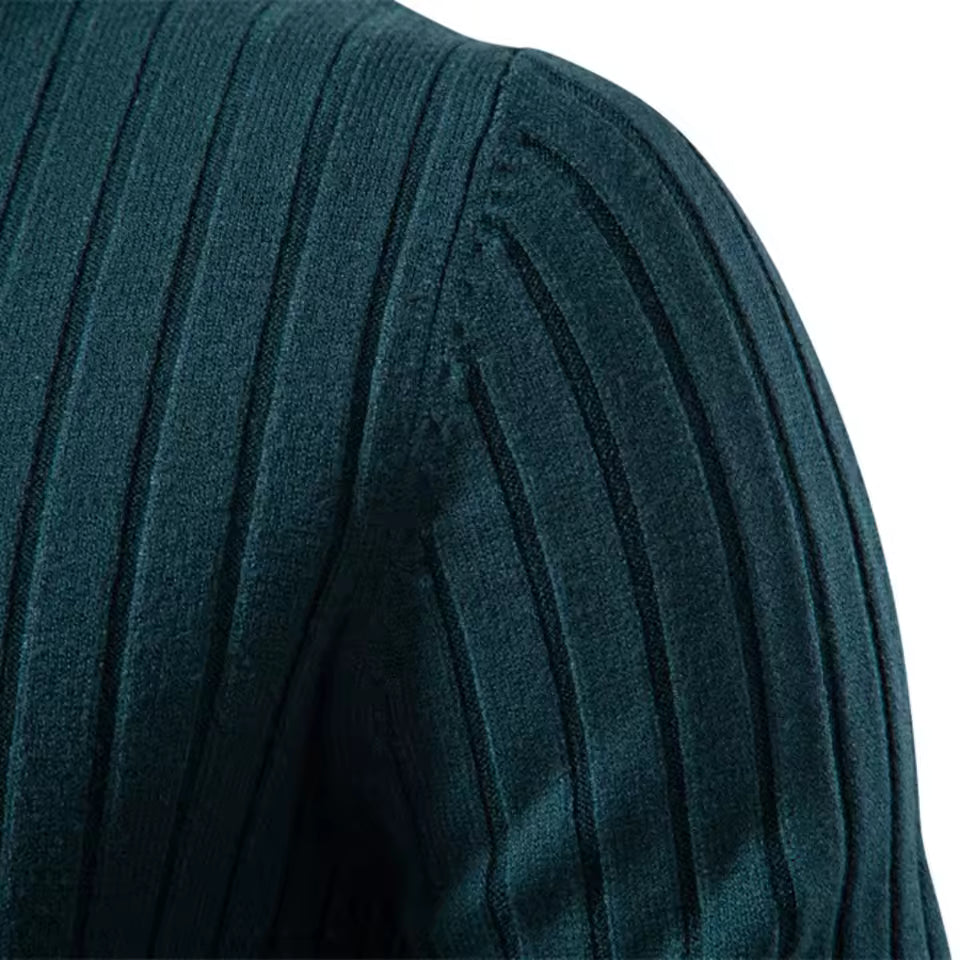 Men's Turtleneck Striped Knit Sweater – Warm, Casual Winter Pullover by Aiopeson