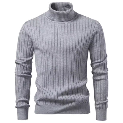 Men's Turtleneck Striped Knit Sweater – Warm, Casual Winter Pullover by Aiopeson