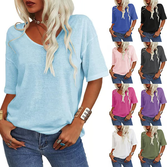 [Buy 1 get 3 free] 2025 New Womens 3/4 Length Sleeve Tops Trendy V Neck T Shirts