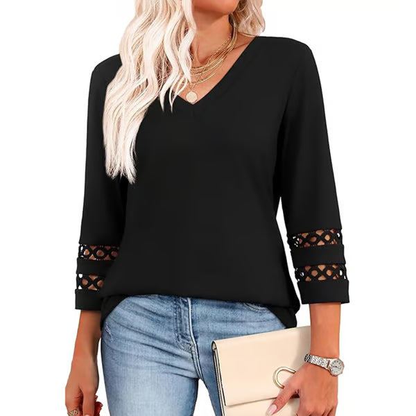 [Buy 1 get 3 free] 2025 New Womens 3/4 Length Sleeve Tops Trendy V Neck T Shirts