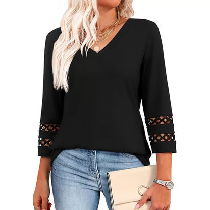[Buy 1 get 3 free] 2025 New Womens 3/4 Length Sleeve Tops Trendy V Neck T Shirts