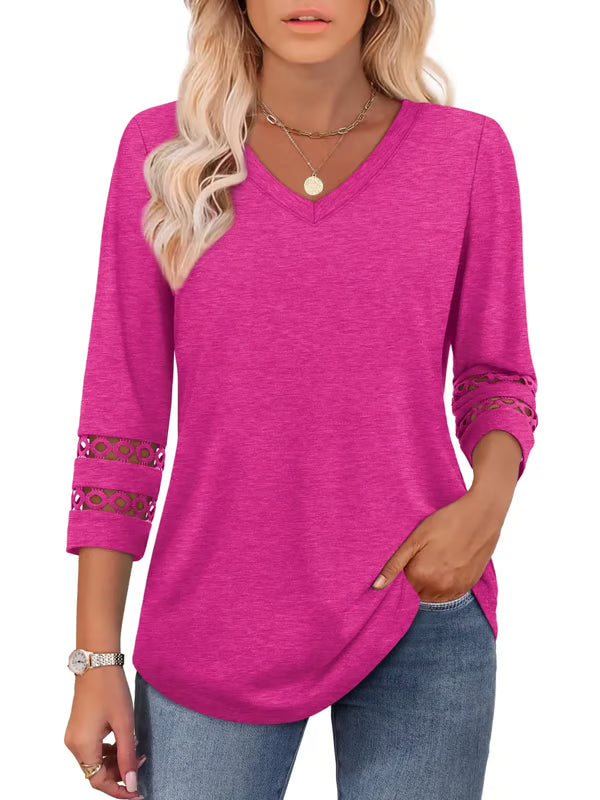 [Buy 1 get 3 free] 2025 New Womens 3/4 Length Sleeve Tops Trendy V Neck T Shirts