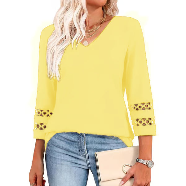[Buy 1 get 3 free] 2025 New Womens 3/4 Length Sleeve Tops Trendy V Neck T Shirts